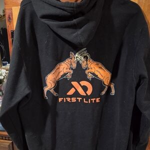 First Lite Black Hoodie with Orange Ram Graphic